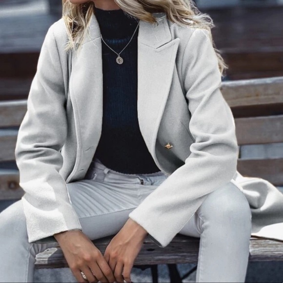 Gray double breasted pea coat jacket fall - Picture 6 of 6